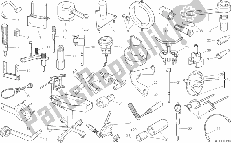 Todas as partes de Ferramentas De Serviço De Oficina (motor) do Ducati Diavel 1260 USA 2020